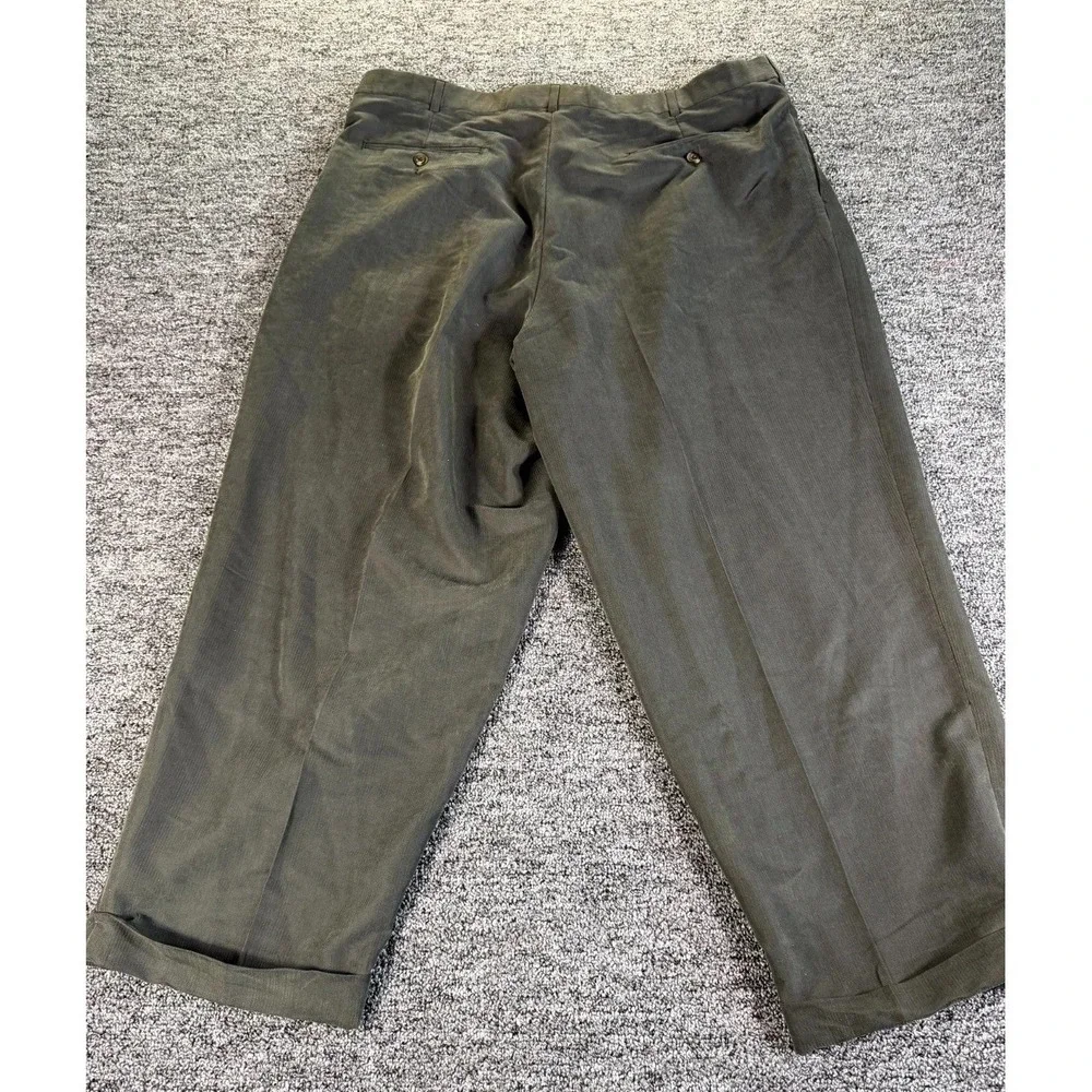 Perry Ellis Portfolio Crop Pants Men 40x29 Gray Pleated Front Classic Cuffed Hem